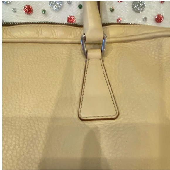 Prada cream leather shoulder bag briefcase laptop tote with side number lock - Picture 12 of 15